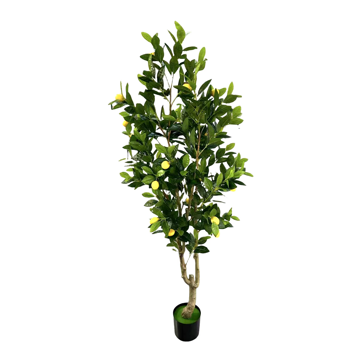 Copac artificial decorativ cu fructe galbene, ghiveci negru, 160 cm
