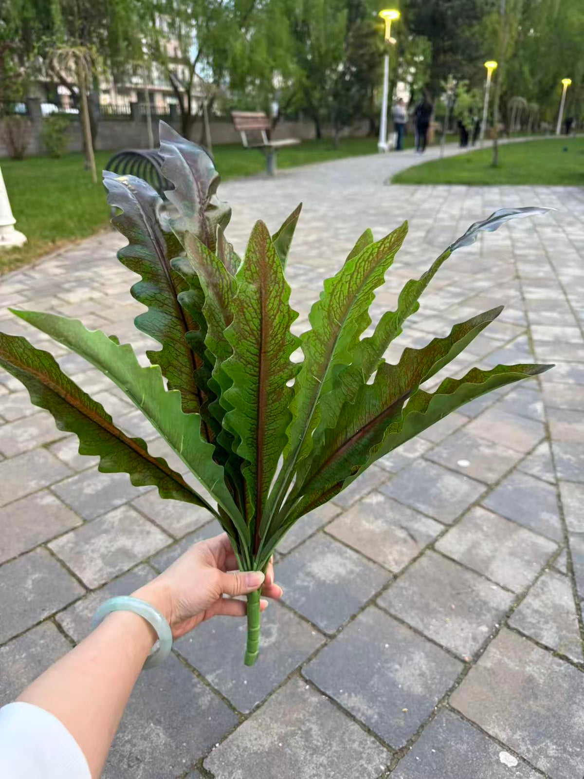 Buchet artificial decorativ tip feriga, 50 cm, verde, Ruyidecor