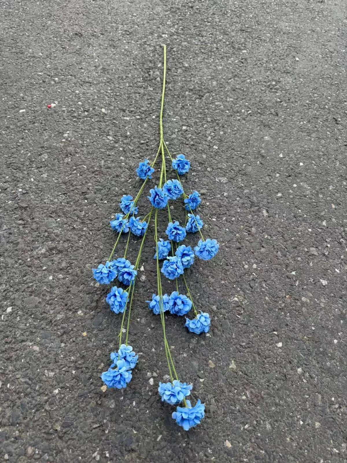 Floare artificiala cu tija, flori pompon, 75 cm, albastru intens, Ruyidecor