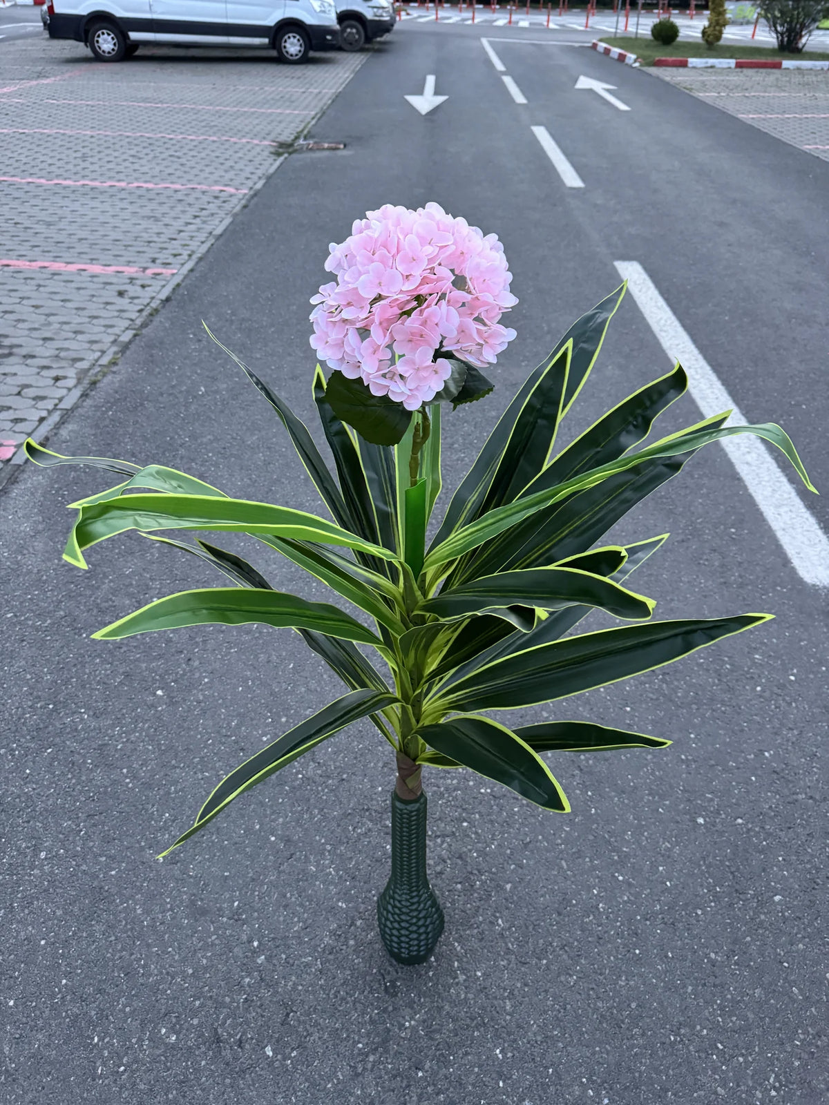 Hortensie artificiala cu tija si frunze, 140 cm, roz deschis, Ruyidecor