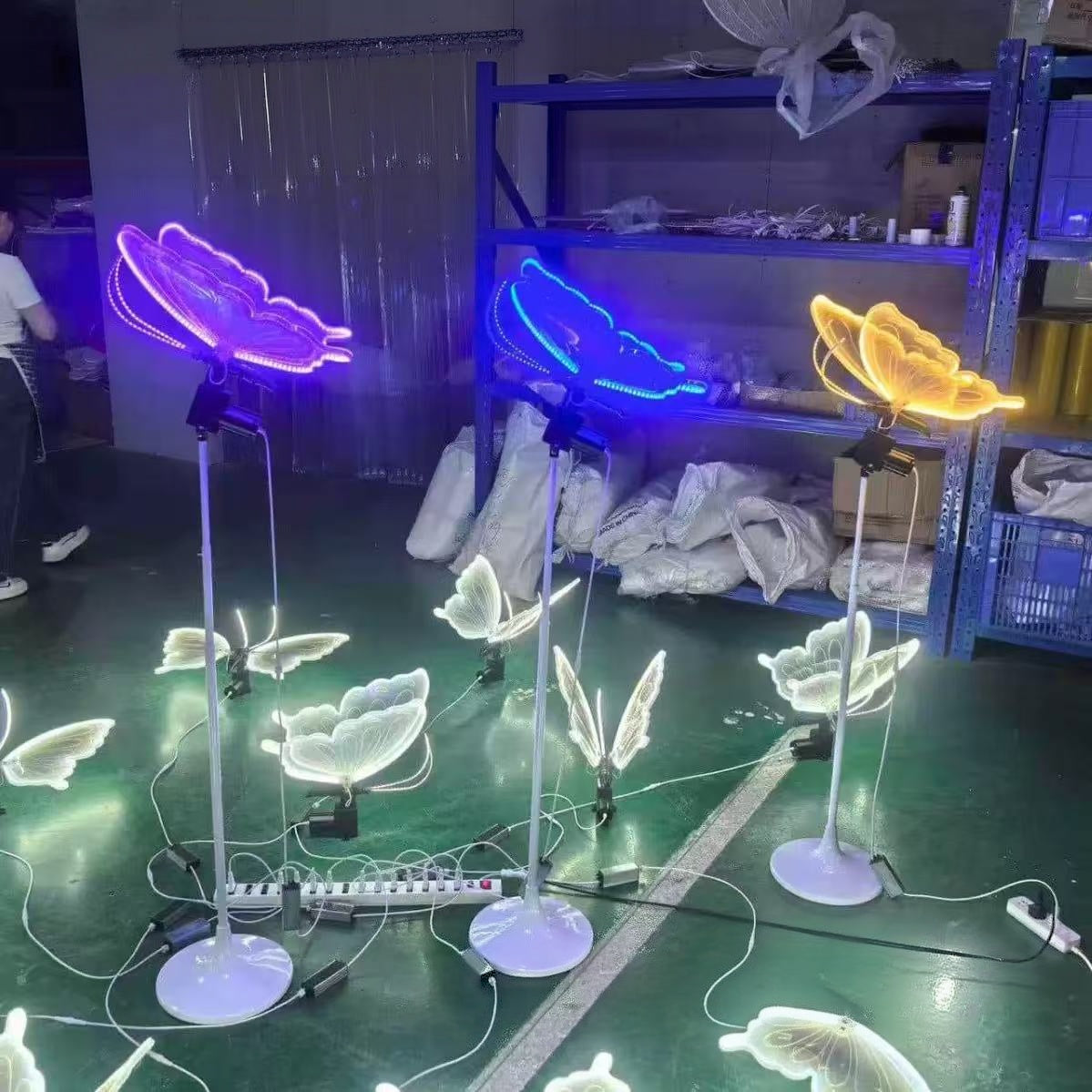 Fluture luminos LED decorativ, pentru evenimente, lumină caldă, 45/60 cm cu suport