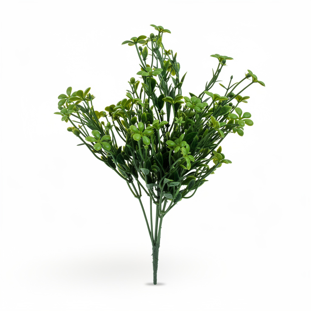 Buchet artificial decorativ cu flori mici, 35 cm, 3 culori, Ruyidecor - Verde