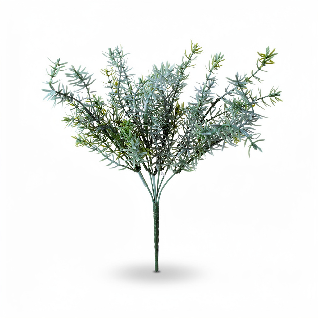 Buchet artificial cu ramuri fine decorative, 35 cm, 3 culori, Ruyidecor - Verde-albastrui