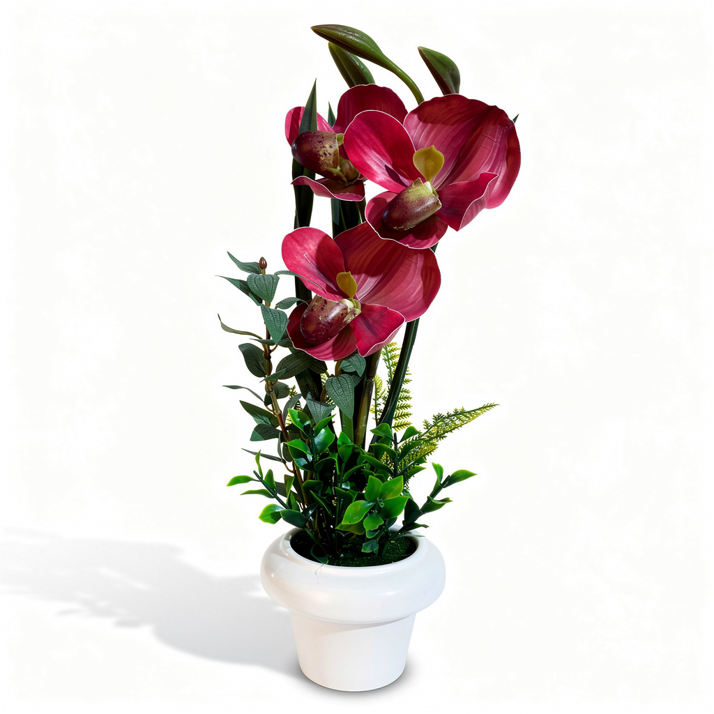Orhidee decorativă artificială în ghiveci, 48 cm - 4
