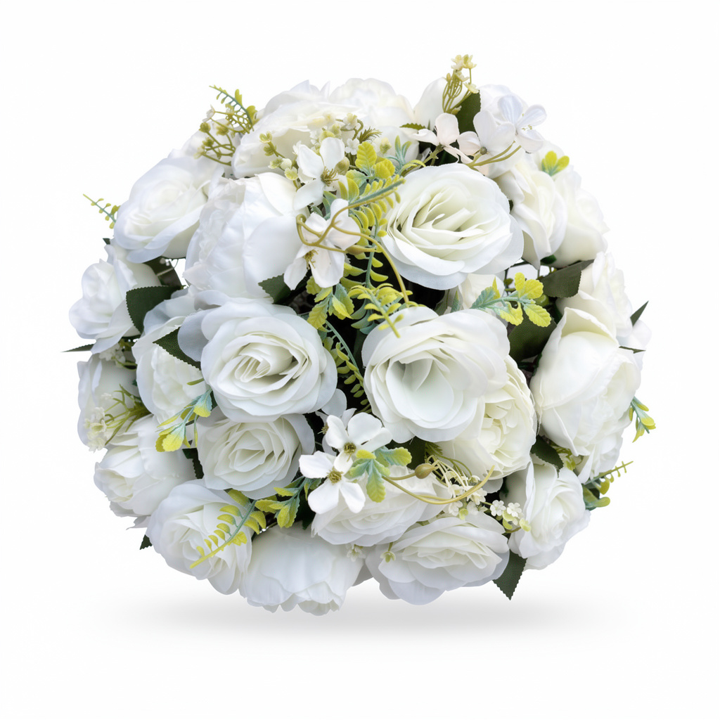 Buchet artificial cu flori și frunze decorative, 36 capete, 45 cm, Ruyidecor - 3