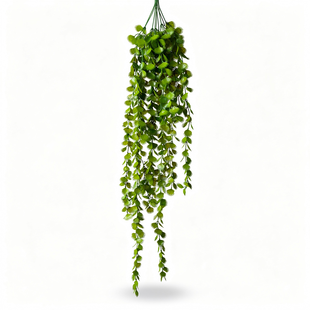 Ghirlanda artificiala curgatoare cu frunze evantai, 90 cm, 2 culori, Ruyidecor - Verde inchis