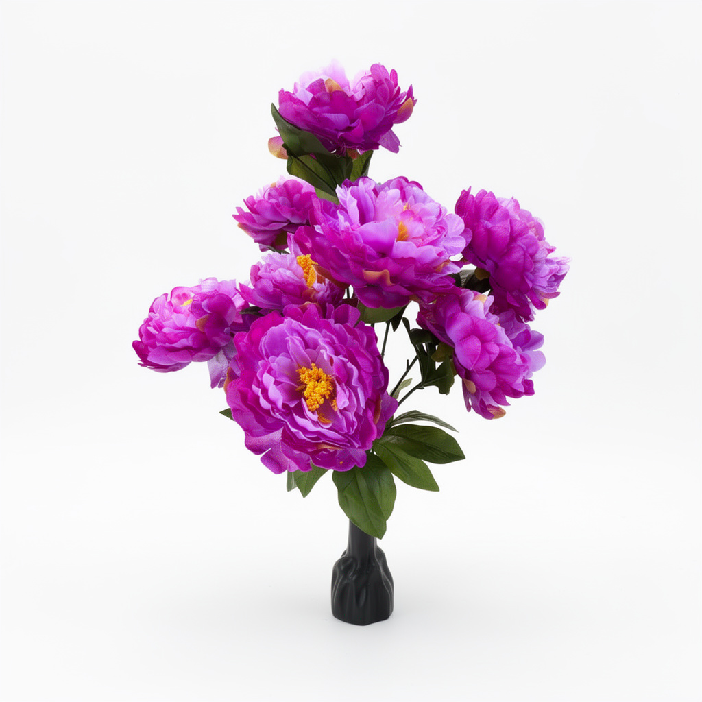 Planta bujor artificiala cu 7 flori, 85 cm, Ruyidecor - Mov