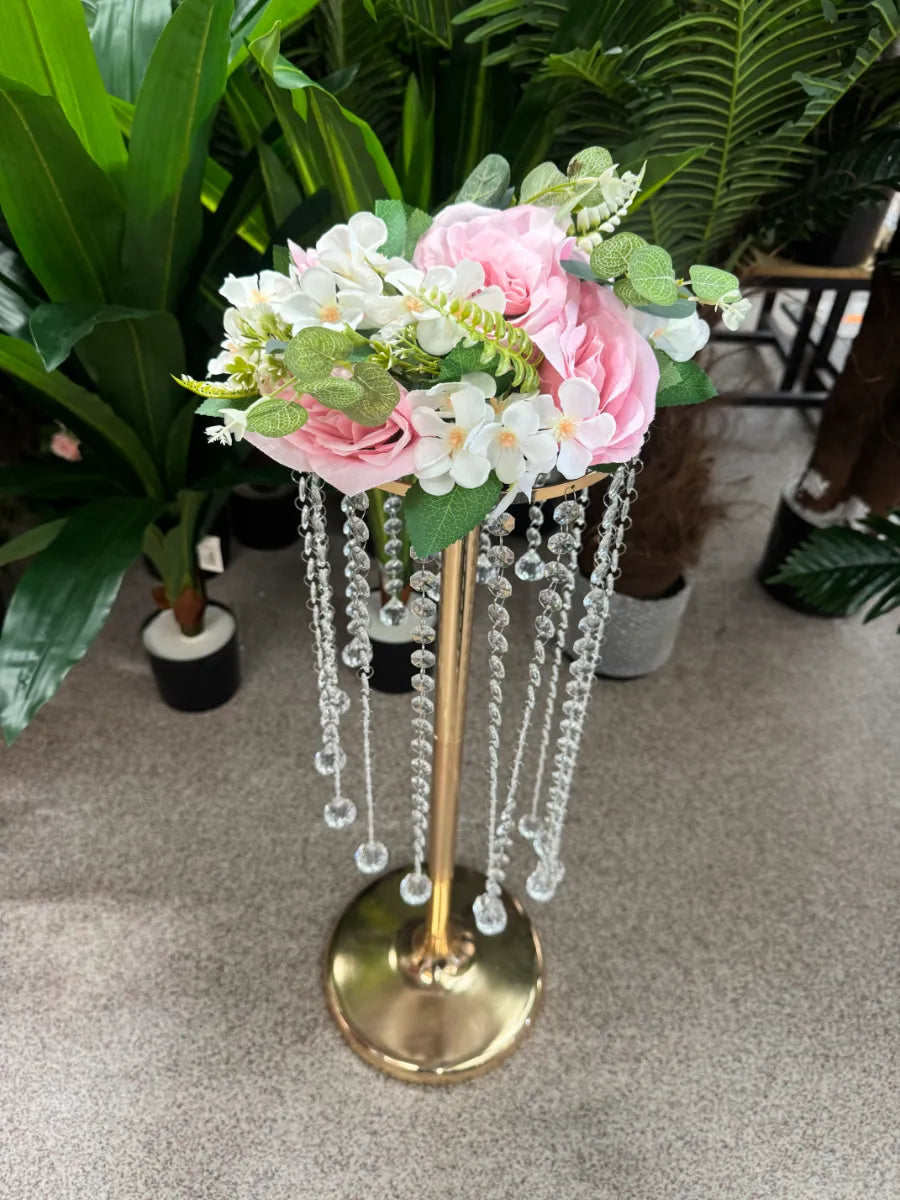 Buchet artificial cu flori si frunze decorative, 10 capete, 35 cm, diverse culori, Ruyidecor