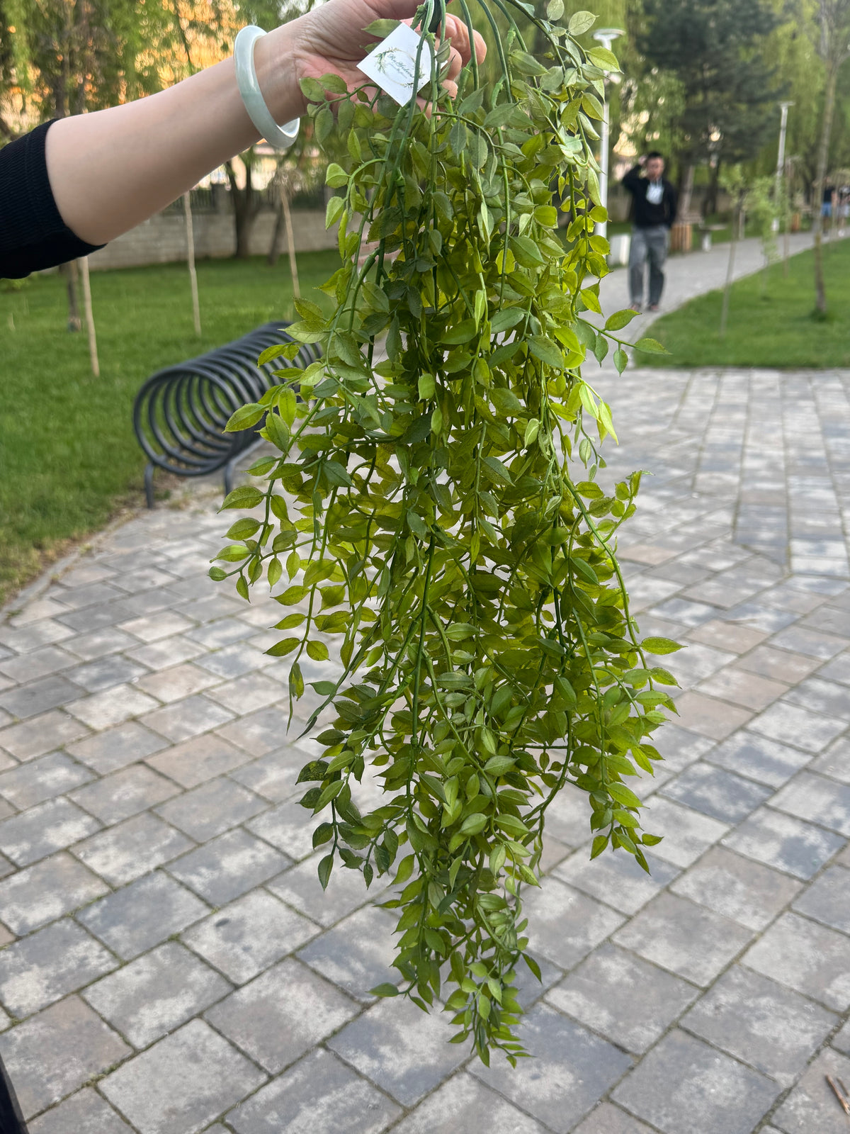 Tija artificiala curgatoare cu frunze mici, 95 cm, verde, Ruyidecor