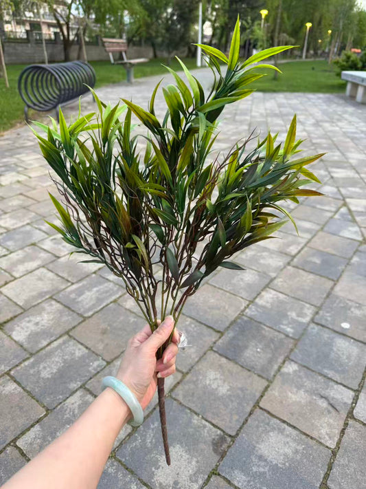 Buchet artificial cu frunze lanceolate bicolore, 55 cm, Ruyidecor