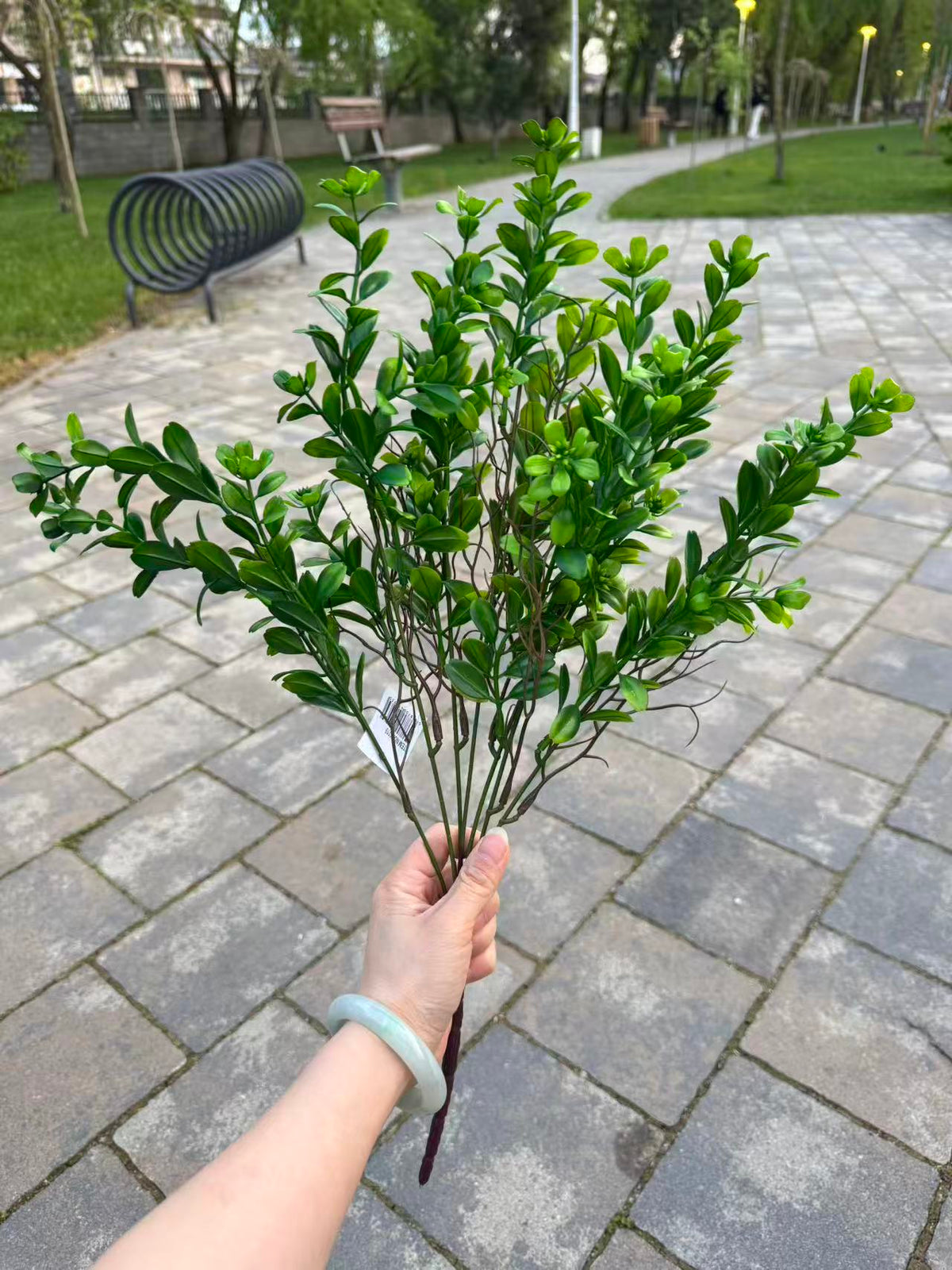 Buchet artificial tip buxus verde intens, 55 cm, Ruyidecor