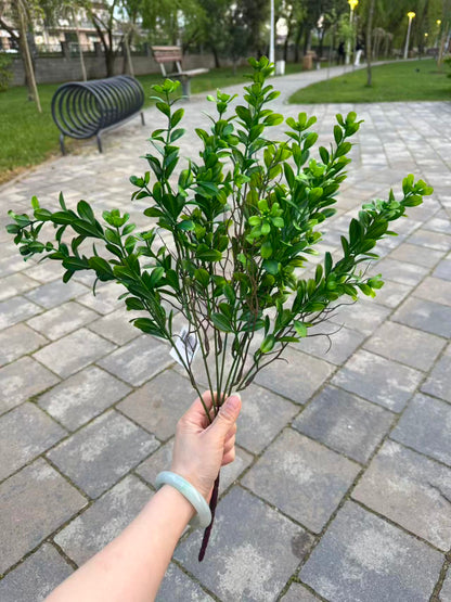 Buchet artificial tip buxus verde intens, 55 cm, Ruyidecor
