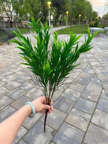 Buchet artificial cu frunze lanceolate verzi, 55 cm, Ruyidecor