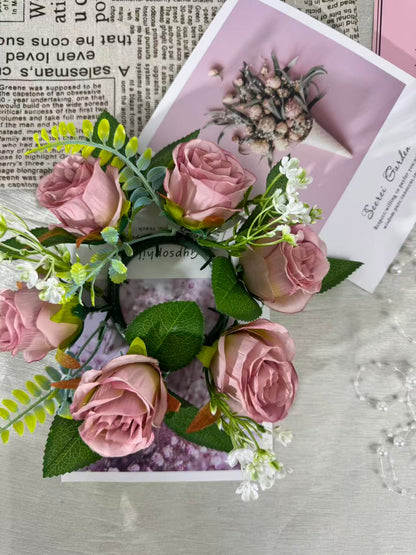 Aranjament floral cu lumânare decorativă, 6 capete, 30 cm, Ruyidecor
