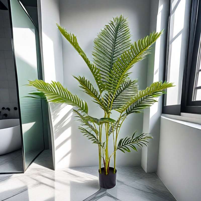 Palmier artificial decorativ, 140 cm, cu ghiveci inclus