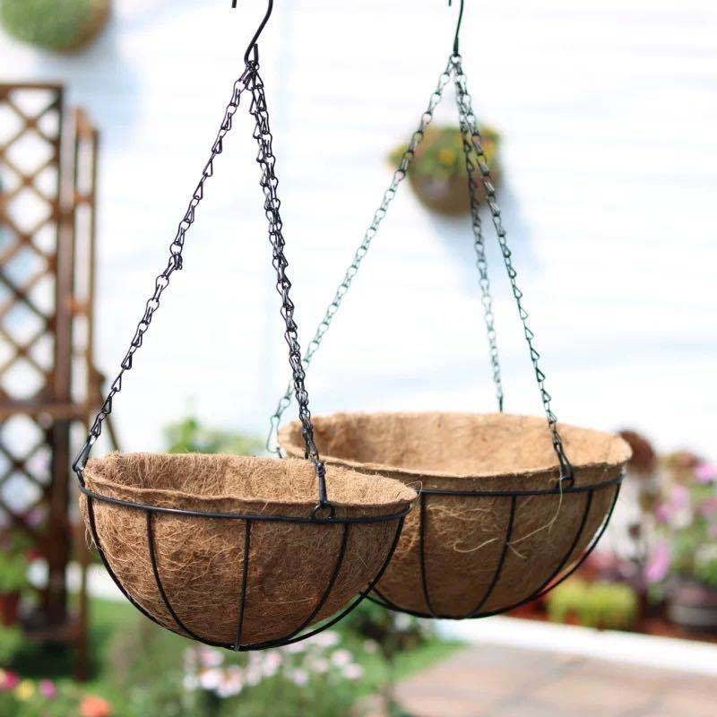 Ghiveci de flori cu lant suspedant din fibra de cocos 25cm