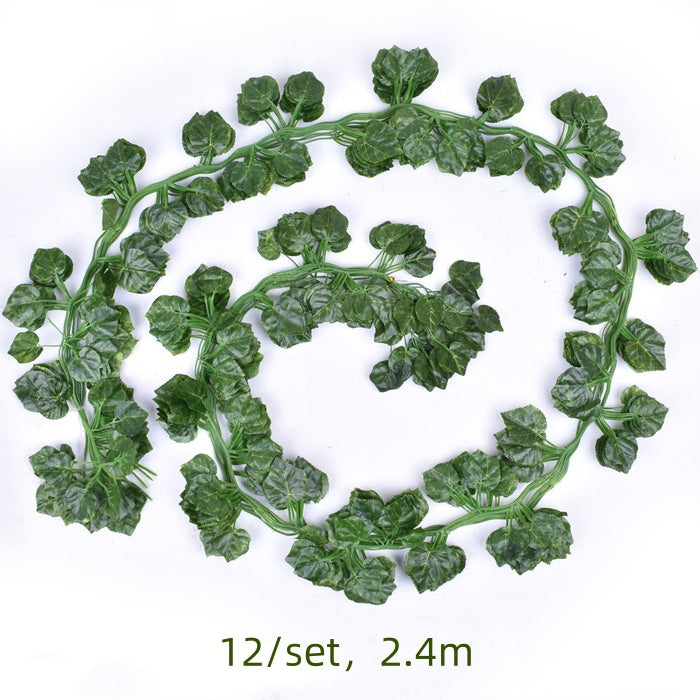 Set de 12 Ghirlande Frunze Artificiale - Lungime Totală 2.4m - Decor Versatil pentru Interior și Exterior