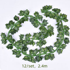 Set de 12 Ghirlande Frunze Artificiale - Lungime Totală 2.4m - Decor Versatil pentru Interior și Exterior