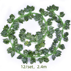 Set de 12 Ghirlande Frunze Artificiale - Lungime Totală 2.4m - Decor Versatil pentru Interior și Exterior