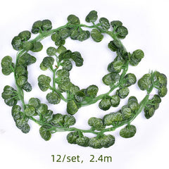 Set de 12 Ghirlande Frunze Artificiale - Lungime Totală 2.4m - Decor Versatil pentru Interior și Exterior
