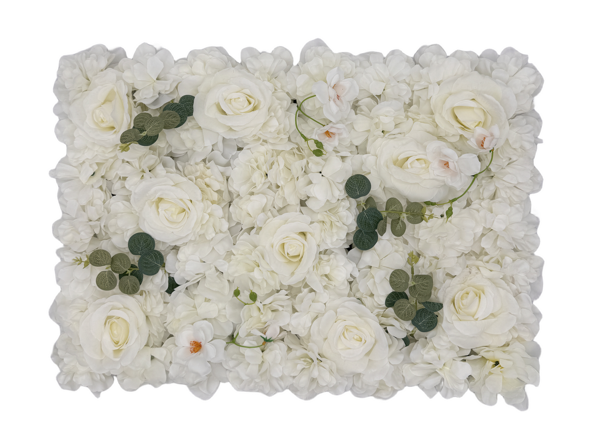 Panou de decor cu flori albe si frunze,40x60cm