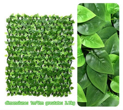 Panou Decorativ cu Frunze Artificiale 1x2m – Gard Verde pentru Interior & Exterior