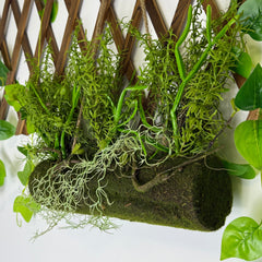 Decor Suspendat cu Trunchi Artificial și Plante Verzi – Aranjament Natural Vertical pentru Perete, 110 cm