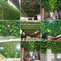 Set de 12 Ghirlande Frunze Artificiale - Lungime Totală 2.4m - Decor Versatil pentru Interior și Exterior