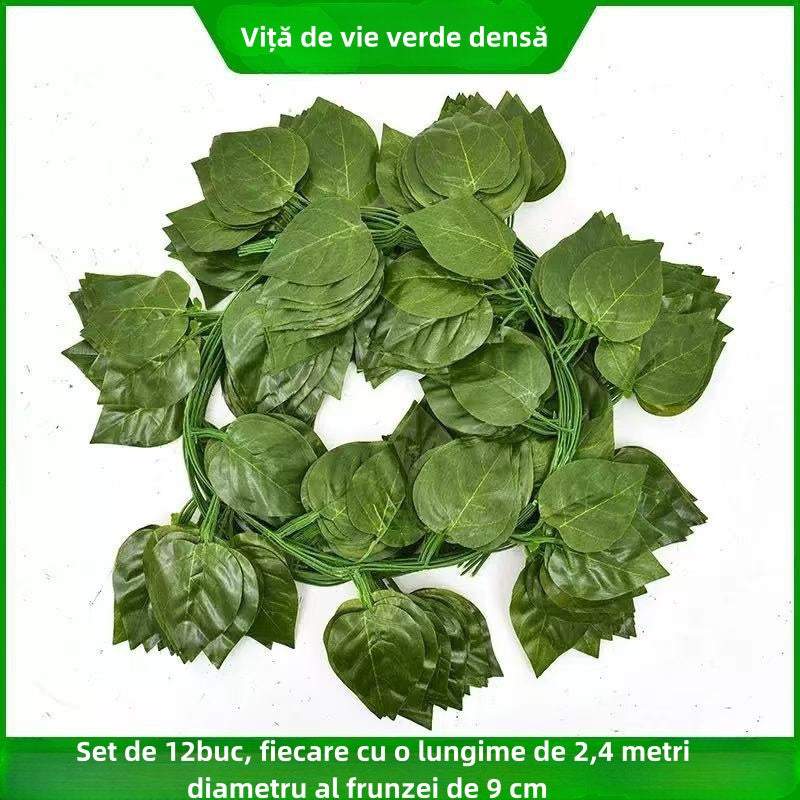 Set de 12 Ghirlande Artificiale de Frunze - Lungime Totală 2.4m pe Ghirlandă