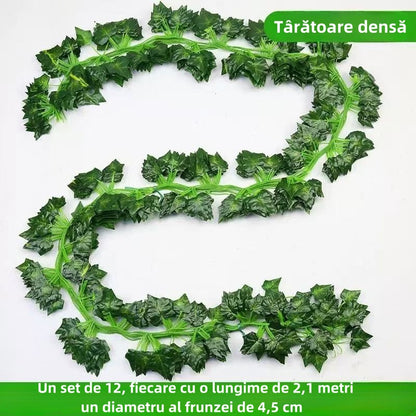 Set de 12 Ghirlande Frunze Artificiale - Lungime Totală 2.4m - Decor Versatil pentru Interior și Exterior
