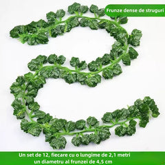 Set de 12 Ghirlande Frunze Artificiale - Lungime Totală 2.4m - Decor Versatil pentru Interior și Exterior