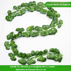 Set de 12 Ghirlande Frunze Artificiale - Lungime Totală 2.4m - Decor Versatil pentru Interior și Exterior