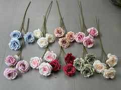 Crenguță Florală Artificială cu 3 Trandafiri 68 cm, Diverse Culori, pentru Decor Interior
