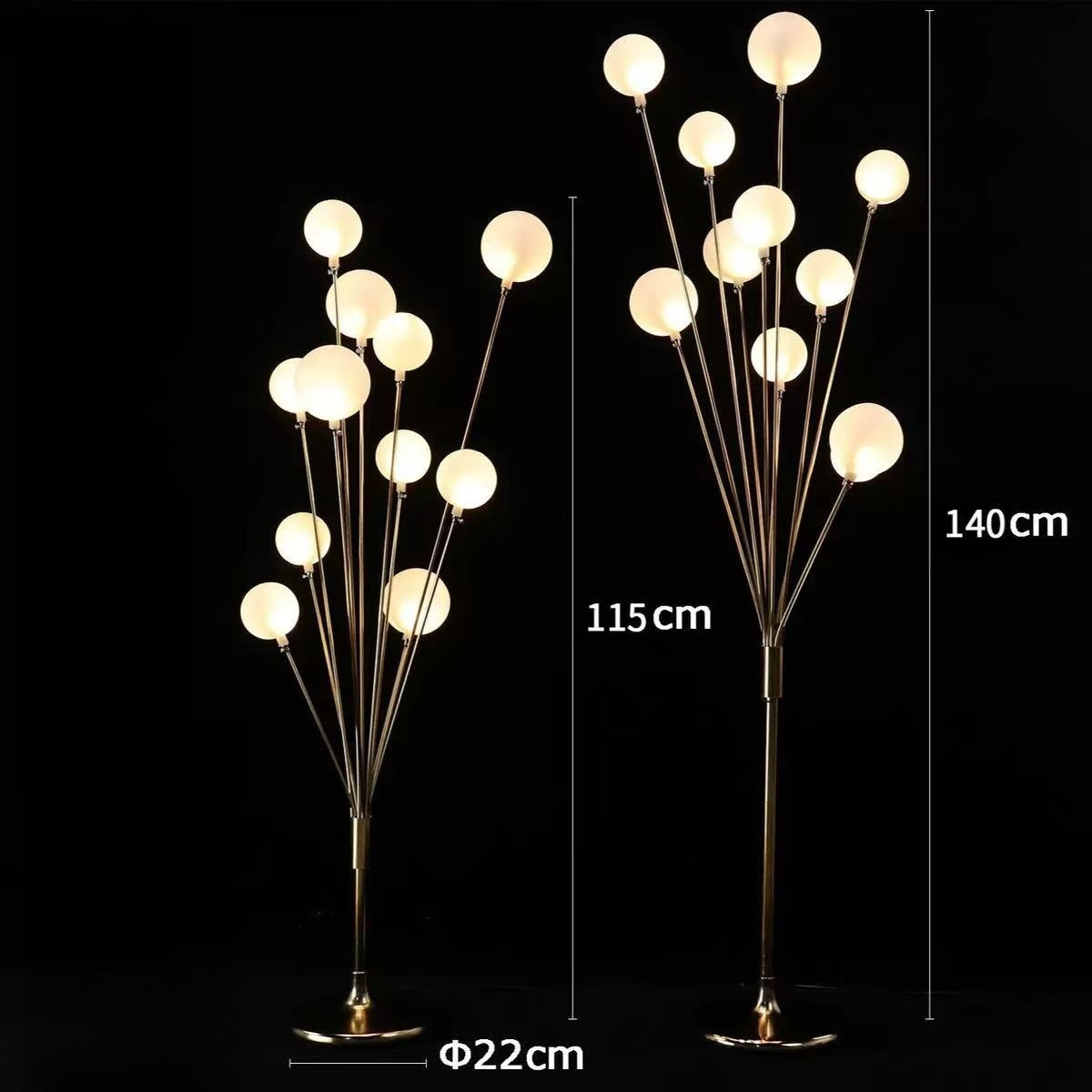Lampadar auriu cu globuri led , special pentru orice eveniment  rafinate cu lumina caldă , 1 bucata, 115 cm/140 cm