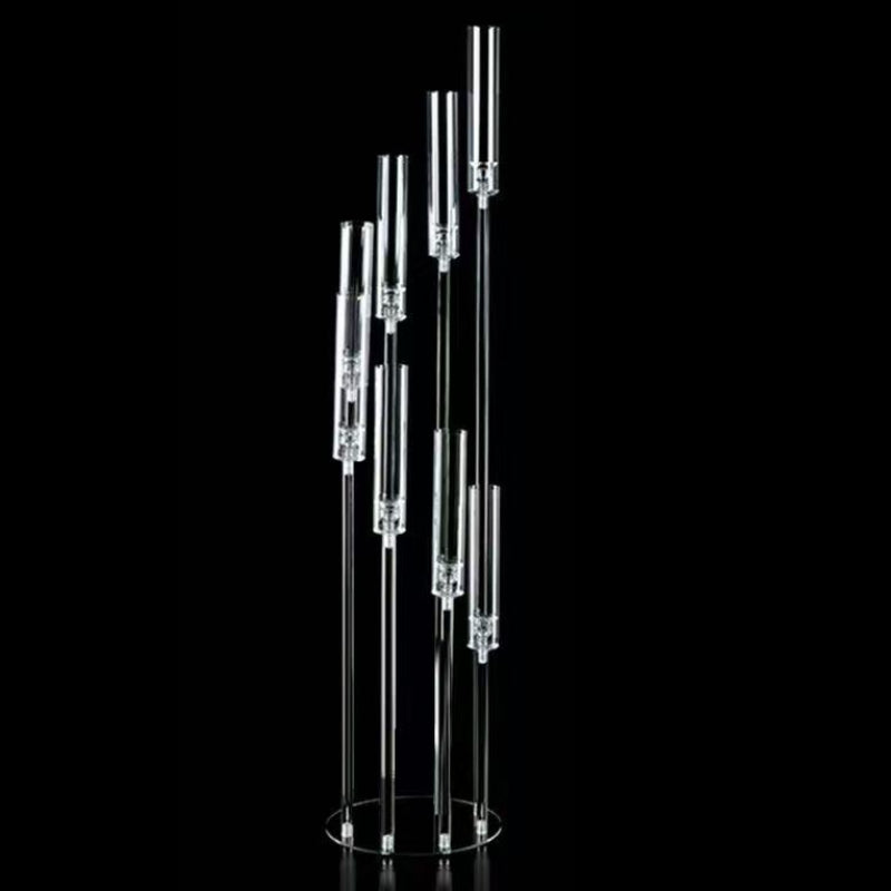 Suport pentru 8 lumanari – Înălțime până la 128 cm, Transparent, pentru Lumânări LED, Decor de Nuntă Elegant