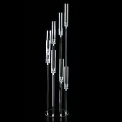 Suport pentru 8 lumanari – Înălțime până la 128 cm, Transparent, pentru Lumânări LED, Decor de Nuntă Elegant