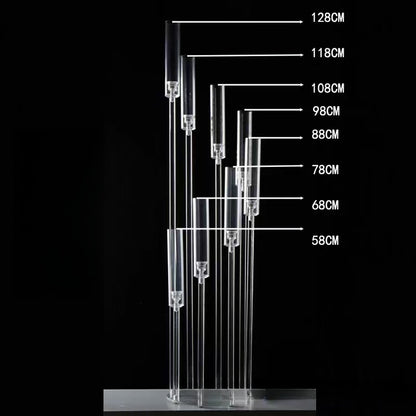 Set 4 buc suport pentru 8 capete lumanari – Înălțime până la 128 cm, Transparent, pentru Lumânări LED, Decor de Nuntă Elegant