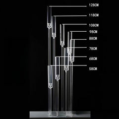 Suport pentru 8 lumanari – Înălțime până la 128 cm, Transparent, pentru Lumânări LED, Decor de Nuntă Elegant