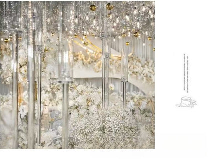 Set 4 buc suport pentru 8 capete lumanari – Înălțime până la 128 cm, Transparent, pentru Lumânări LED, Decor de Nuntă Elegant