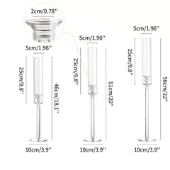 Set 3 Suporturi Cilindrice Acrilice pentru Lumânări, Înălțime până la 55 cm, Decor Elegant Evenimente
