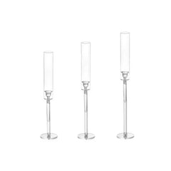 Set 3 Suporturi Cilindrice Acrilice pentru Lumânări, Înălțime până la 55 cm, Decor Elegant Evenimente