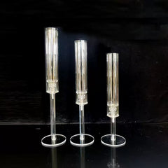 Set 3 Suporturi Cilindrice Acrilice pentru Lumânări, Înălțime până la 55 cm, Decor Elegant Evenimente