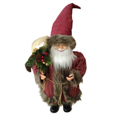 Mos Craciun decorativ 100 cm, elegant cu barba si sac de cadouri