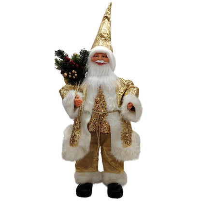Mos Craciun decorativ cu barba si haine elegante – Figurina de Craciun 70 cm