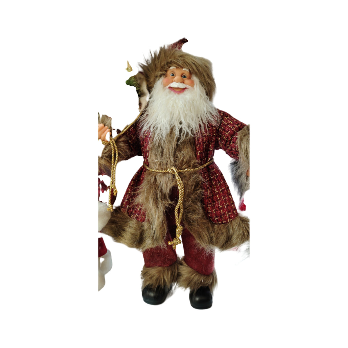 Mos Craciun decorativ cu barba si haine elegante – Figurina de Craciun 70 cm