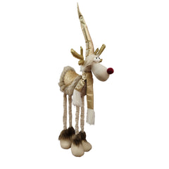 Ren decorativ Craciun 90 cm cu palarie lunga – Figurina textila festiva