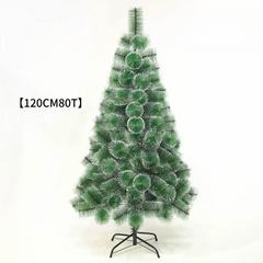 Brad artificial 120 cm verde cu vârfuri albe și suport metalic – Pom de Crăciun cu efect de zăpadă