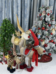 Ren decorativ de Craciun, 60 cm, cu esarfa rosie – Figurina de iarnă pentru decor