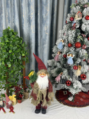 Mos Craciun decorativ cu barba si haine elegante – Figurina de Craciun 70 cm