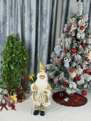 Mos Craciun decorativ cu barba si haine elegante – Figurina de Craciun 70 cm